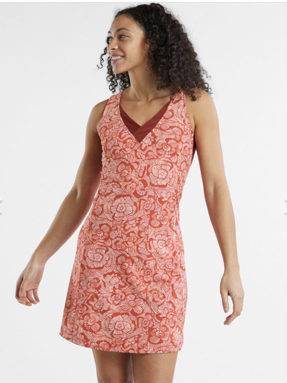 Title Nine Womens Medium Freelance Shibori Sleeveless Dress Red Floral Gorpcore